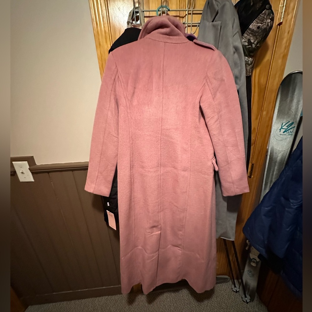 AVEC LES FILLES Maxi Pink Double-Breasted Long Coat - Picture 6 of 8